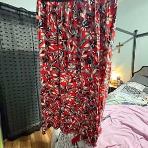 Daniel Rainn Red and Black Floral Maxi Skirt